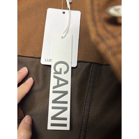 NWT Ganni Womens Brown Button Up Vest Size 38 Tailored Fit Fall Utility Casual - Picture 12 of 16